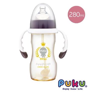 (任2件9折)【PUKU 藍色企鵝】PPSU Smile母乳實感寬口練習奶瓶 280ml