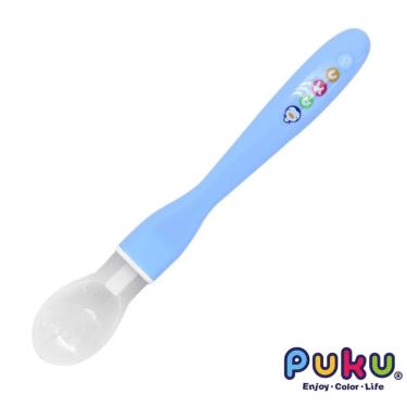 （任2件9折）【PUKU 藍色企鵝】矽膠安全湯匙 水藍