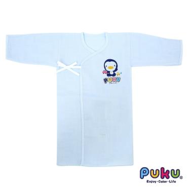 【PUKU 藍色企鵝】反袖口紗布長肚衣 60cm0~3m水藍