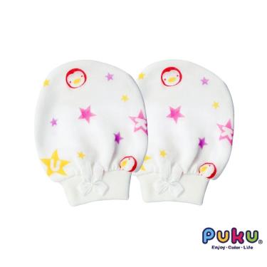 【PUKU 藍色企鵝】印花紗布手套初生兒適用粉紅