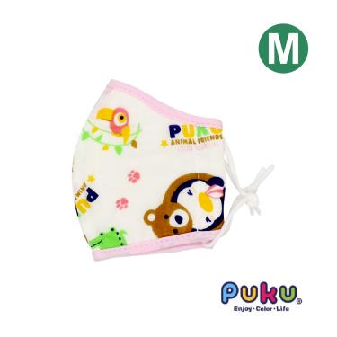 （任2件9折）【PUKU 藍色企鵝】印花紗布口罩 M號 粉色