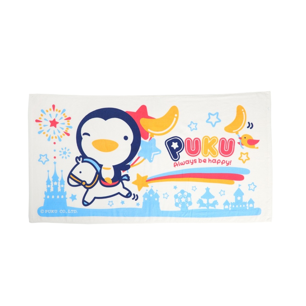 （任2件9折）【PUKU 藍色企鵝】長方浴巾60x114cm水色