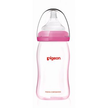 （2件95折）【Pigeon 貝親】矽膠護層玻璃奶瓶（160ml）粉色