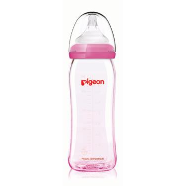 【Pigeon 貝親】矽膠護層寬口母乳實感玻璃奶瓶M／Y字孔（240ml）粉色(效期日2024/11/11)