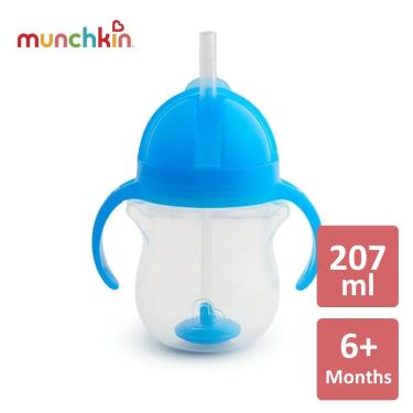 【滿趣健 Munchkin】貼心鎖滑蓋防漏杯(360度吸管)207ml／藍