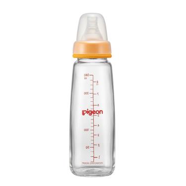 【Pigeon 貝親】一般口徑母乳實感玻璃奶瓶（240ml）橘色