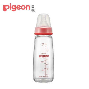 【Pigeon 貝親】一般口徑母乳實感玻璃奶瓶（200ml）紅色