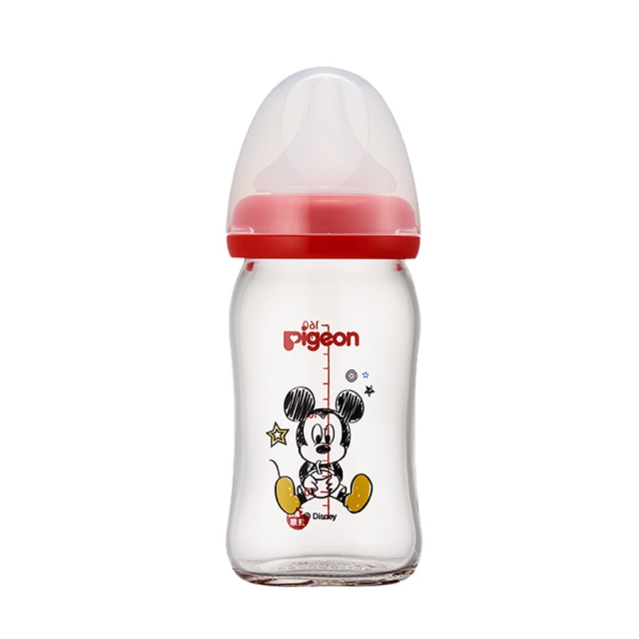 （2件95折）【Pigeon 貝親】迪士尼寬口玻璃奶瓶（160ml ）米奇