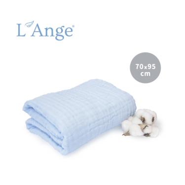 【L'Ange 棉之境】6層純棉紗布巾/蓋毯 70x95cm-藍
