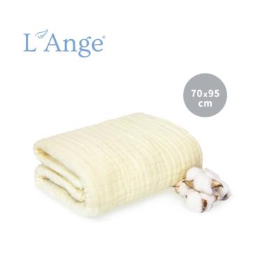 【L'Ange 棉之境】6層純棉紗布巾/蓋毯 70x95cm-黃