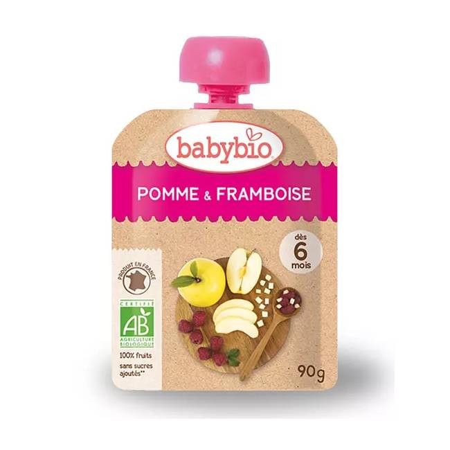 (任3件$199)法國【BABYBIO】有機蘋果覆盆莓纖果泥（90g/包）