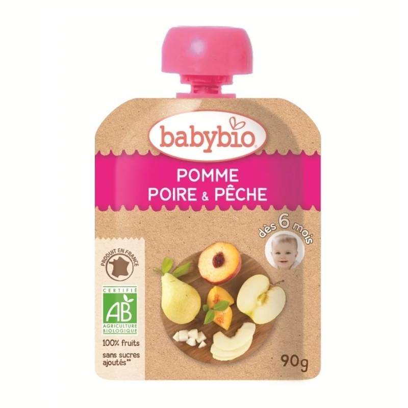 (任3件$199)法國【BABYBIO】有機蘋果洋梨纖果泥（90g/包）