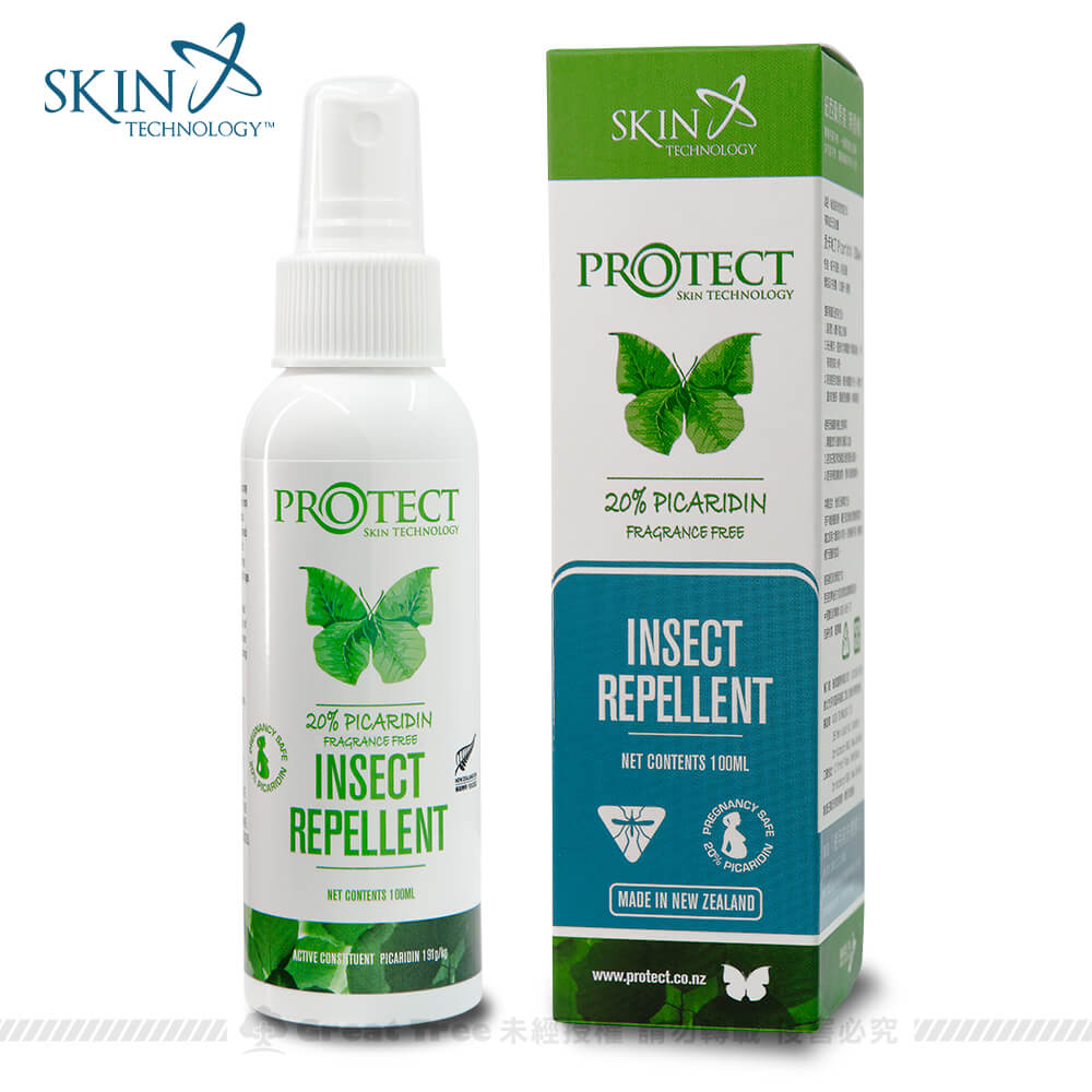 【紐西蘭Skin Technology】Protect 20%派卡瑞丁 Picaridin 瑞斌長效噴霧防蚊液（100ML）無香