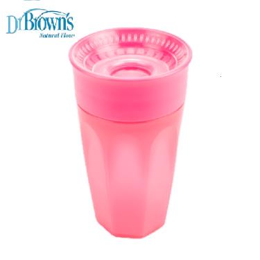 (2件8折)【美國 Dr.Brown's 布朗博士】360度防漏水杯300ml-粉色