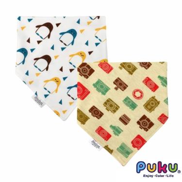 （任2件9折）【PUKU 藍色企鵝】柔棉造型領巾2入 企鵝