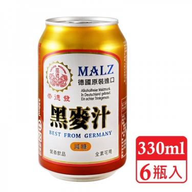 【崇德發】減糖黑麥汁 易拉罐（330ml x6瓶 /組）