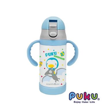 【PUKU 藍色企鵝】保溫水瓶學習套組 240ml 水色