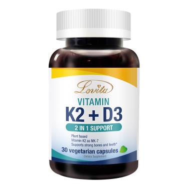 （保健滿額折）(買一送一)【Lovita愛維他】維生素K2+D3素食膠囊（30顆/瓶）,買一送一