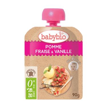 法國【BABYBIO】生機蘋果草莓纖果泥（90g/包）