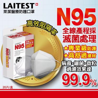 【LAITEST萊潔】N95醫療防護口罩 白色（20入／盒）