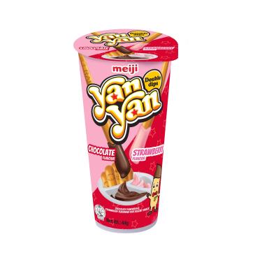 【Meiji 明治】洋洋雙醬棒餅乾-巧克力與草莓口味(44g)
