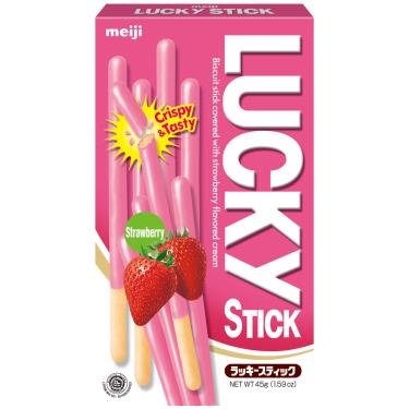 【Meiji 明治】Lucky草莓口味棒狀餅乾(45g) 