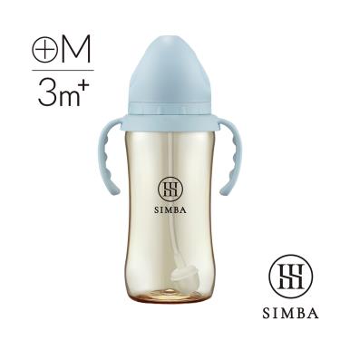 （滿額多重送）【Simba 小獅王辛巴】蘊蜜鉑金PPSU寬口吸管把手防脹氣奶瓶360ml晨藍