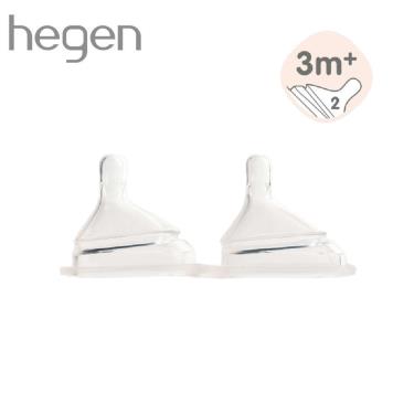（2件92折）【Hegen】防脹氣真實擬乳智慧奶嘴 中速／兩入組