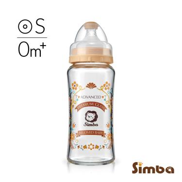（任3件95折）【Simba 小獅王辛巴】蘿蔓晶鑽寬口玻璃大奶瓶270ml咖啡