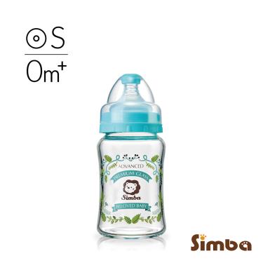 （滿額多重送）【Simba 小獅王辛巴】蘿蔓晶鑽寬口玻璃小奶瓶180ml天藍