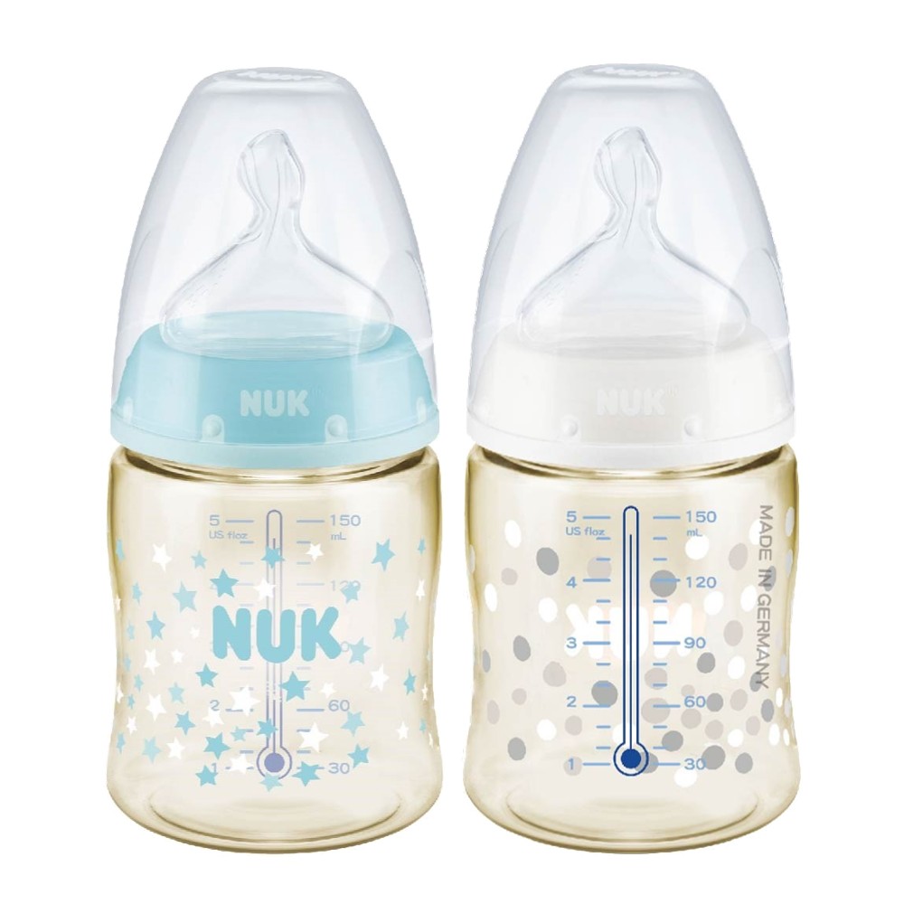 【德國NUK】寬口徑PPSU感溫奶瓶 150ml 1號／M（顏色隨機出貨）