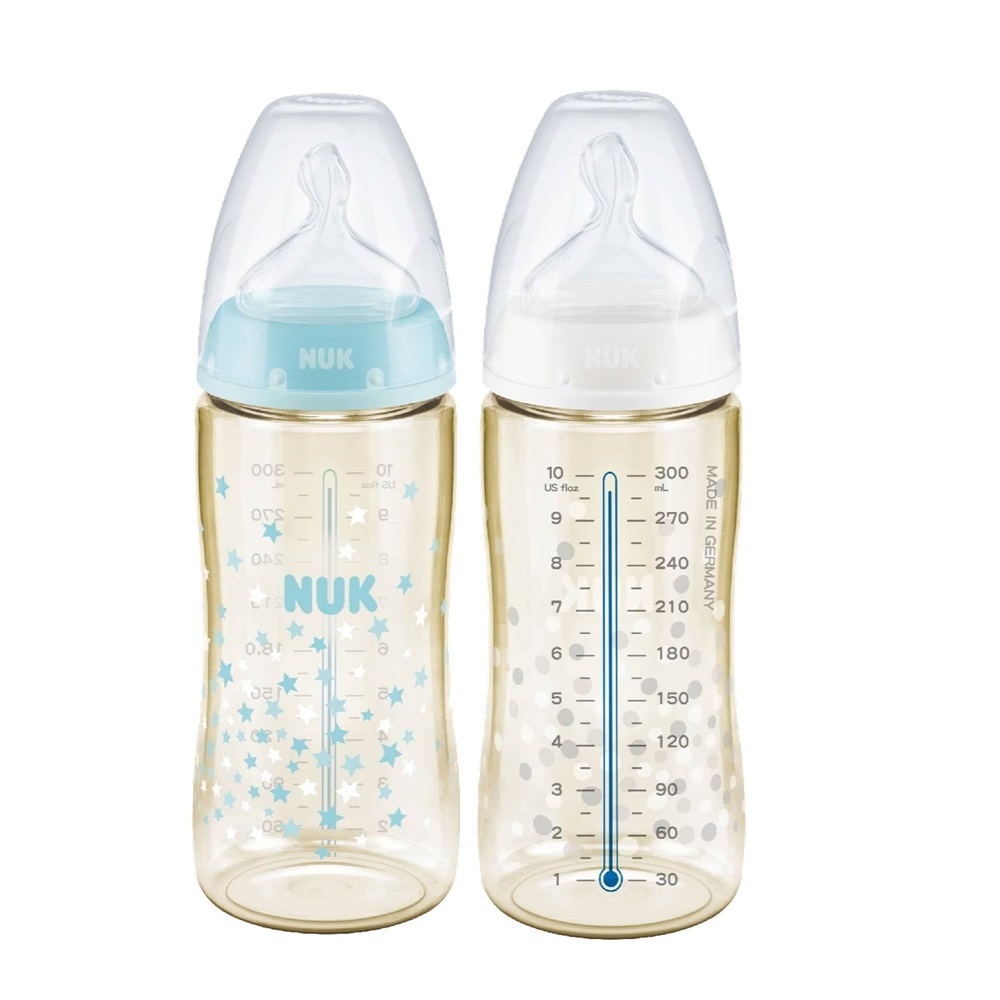 （滿599送奶嘴刷）【德國NUK】寬口徑PPSU感溫奶瓶-300mL-1號M