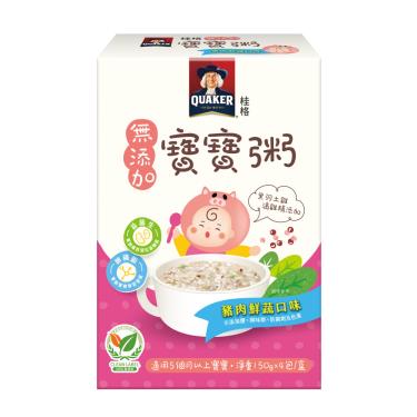 【QUAKER 桂格】無添加寶寶粥 （150g x4包/盒）豬肉鮮蔬