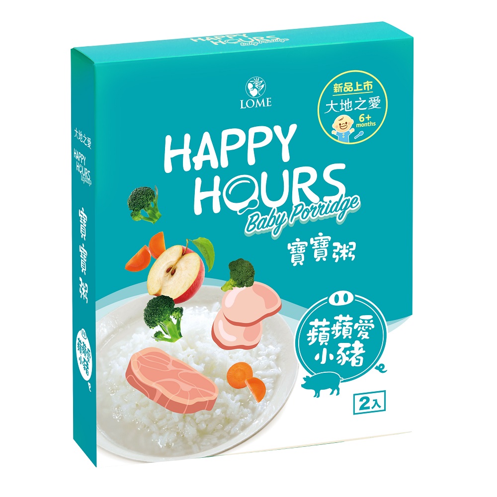 【大地之愛】Happy Hours 寶寶粥 蘋蘋愛小豬（300g/盒）