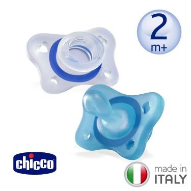 【義大利CHICCO】矽膠拇指型安撫奶嘴 2-6m 泡泡藍-2入