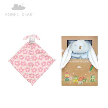 【美國ANGEL DEAR】安撫毛毯（新款藍色小兔）+安撫巾（花花小兔）廠商直送