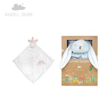 【美國ANGEL DEAR】安撫毛毯（新款藍色小兔）+安撫巾（彩虹獨角獸）廠商直送