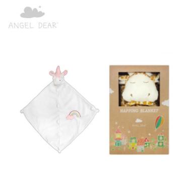 【美國ANGEL DEAR】安撫毛毯（棕色長頸鹿）+安撫巾（彩虹獨角獸）廠商直送