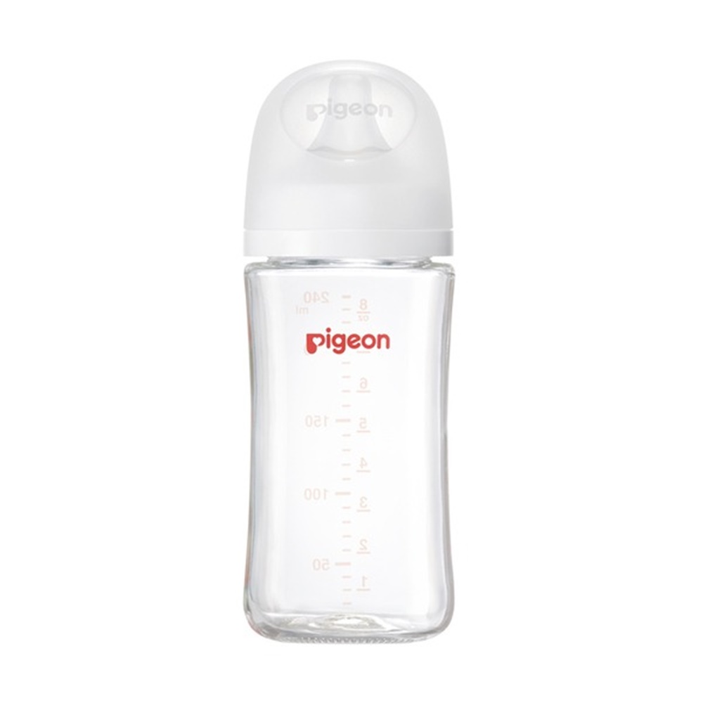 【Pigeon 貝親】第三代母乳實感玻璃奶瓶（240ml）純淨白