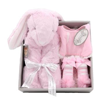 【Kori Deer 可莉鹿】動物嬰兒毯安撫毯豪華禮盒（粉長耳兔）廠商直送