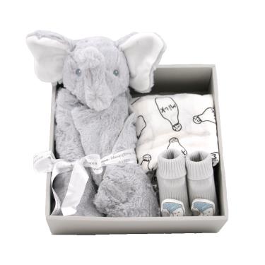 【Kori Deer 可莉鹿】動物嬰兒毯安撫毯豪華禮盒（灰色大象）廠商直送