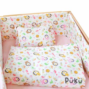 【PUKU 藍色企鵝】棉柔寢具組-動物粉-65x120cm