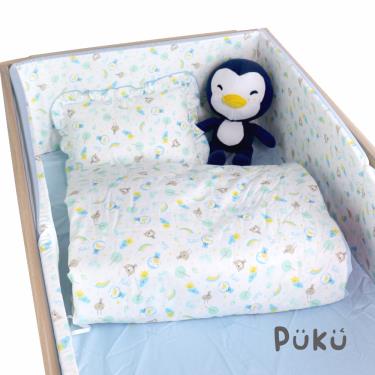 【PUKU 藍色企鵝】棉柔寢具組-城堡水-65x120cm