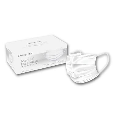 【LAITEST萊潔】都會系列-醫療防護口罩(成人)-雪花白-30入/盒