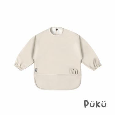 【PUKU 藍色企鵝】綿兔長袖防水口袋兜兜（柔米）