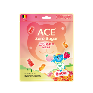 【ACE】無糖Q軟糖-甜莓蜜桃口味（220g/袋 )