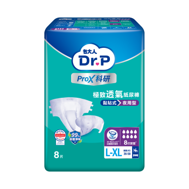 【Dr.P ProX科研】極致透氣紙尿褲夜用（L-XL8片X6包/箱）