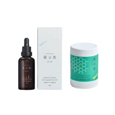 【寵立善】狗貓專用-rTG超級寵物魚油50ml+狗狗專用-綜合完整型營養預拌粉105g