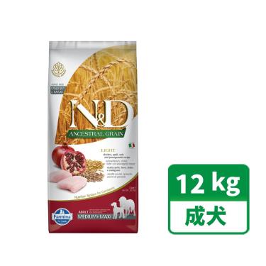 【Farmina法米納】N&D低穀低卡宅犬雞肉石榴潔牙顆粒12kg（預購商品）