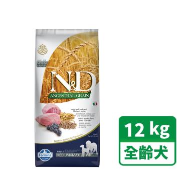 【Farmina法米納】N&D低穀全齡犬羊肉藍莓潔牙顆粒12kg（預購商品）